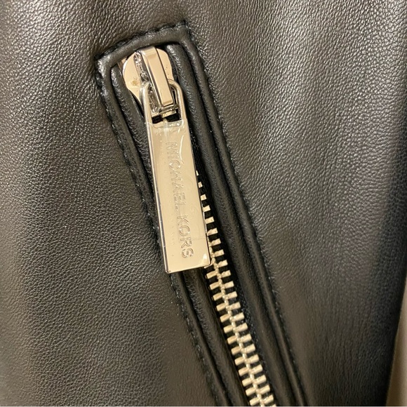 NWT Michael Kors Belted Moto Leather Jacket - Picture 5 of 8